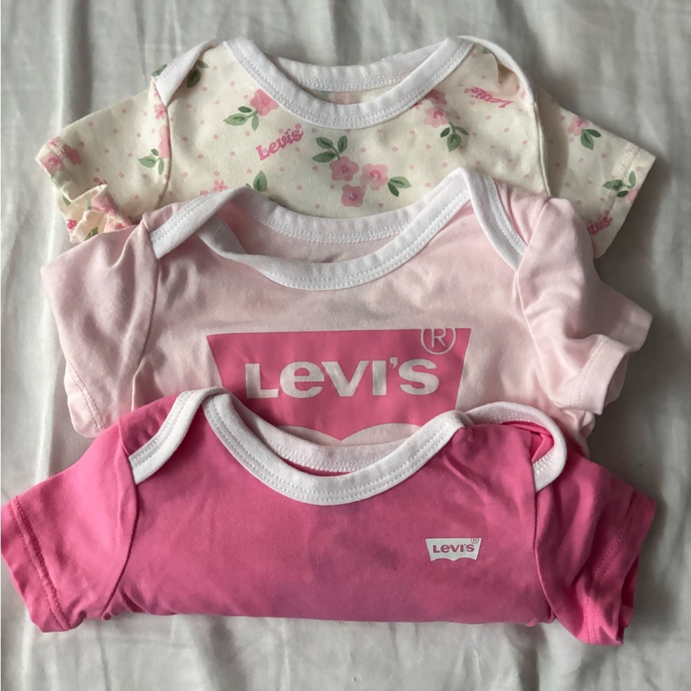 Levi's Pink and Floral Baby Onesies Trio